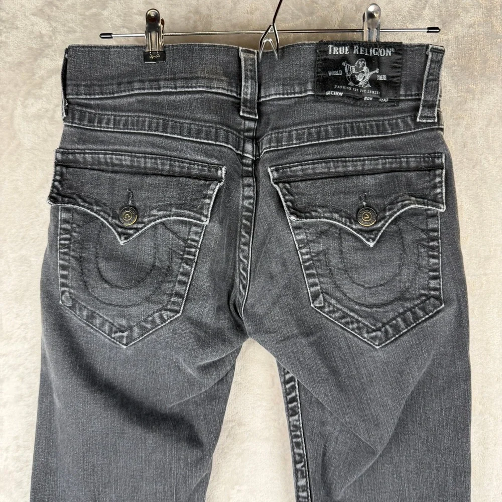 True Religion‎ Geno Slim Fit Jeans Faded Black Horseshoe Flap Pocket Mens 31x32